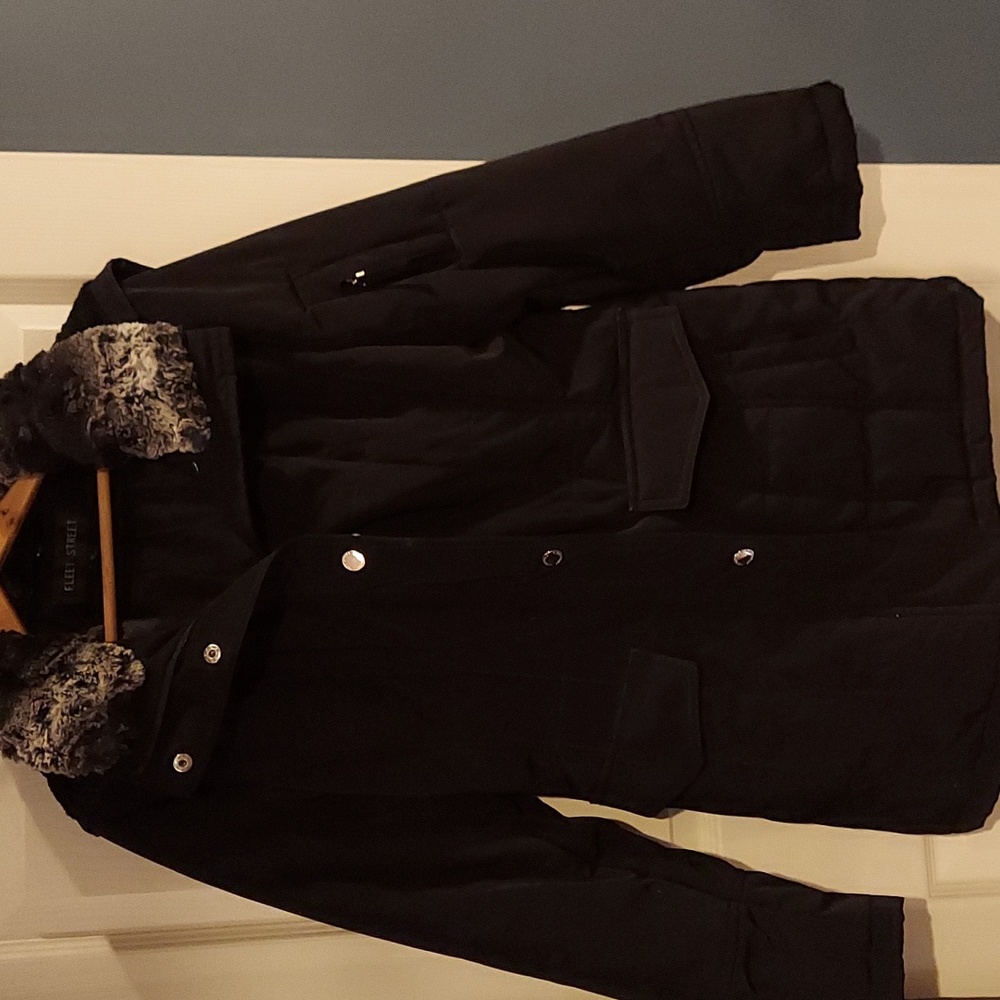 Fleet Street Black Winter‎ Parka Faux Fur Medium